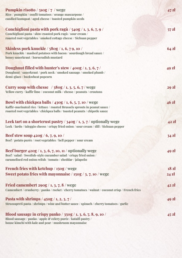 menu | food, full of flavor, full of experiences, full of nature