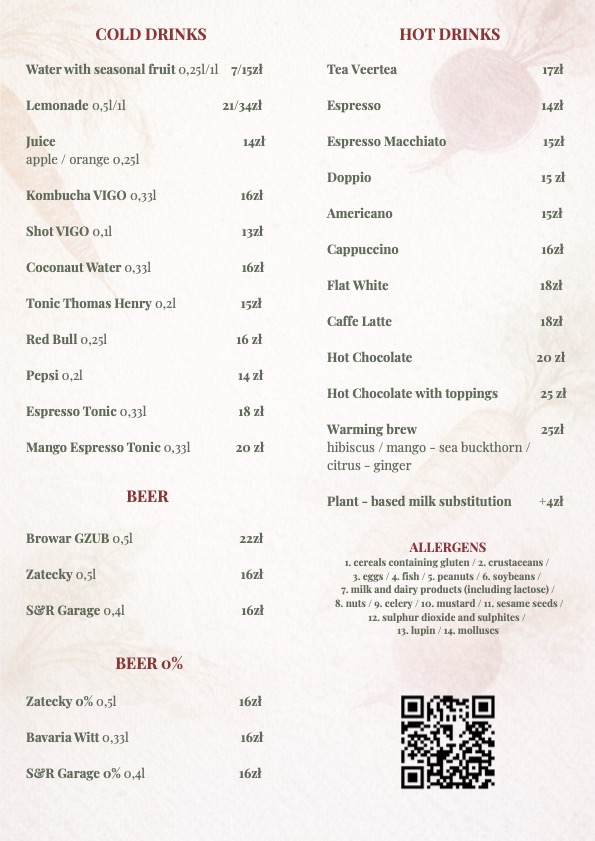 menu | drinks, cocktails, full of flavor, full of experiences, full of nature