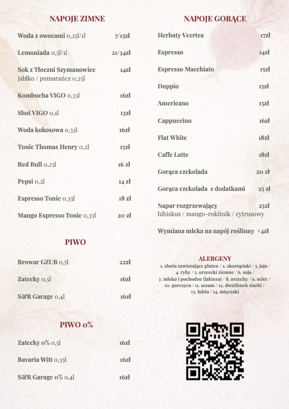 menu | napoje